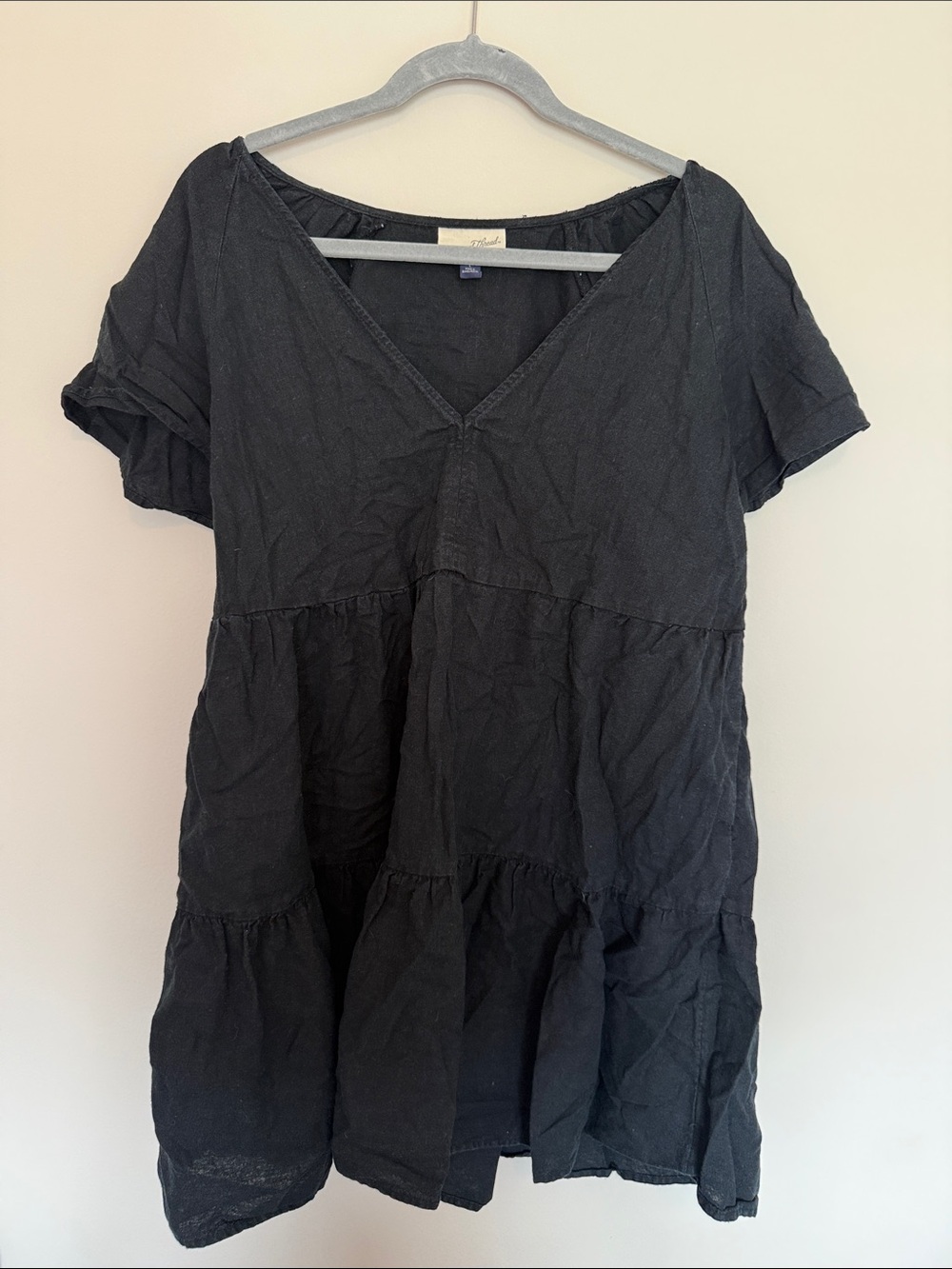 Universal Thread Black V-Neck Tiered Mini Dress